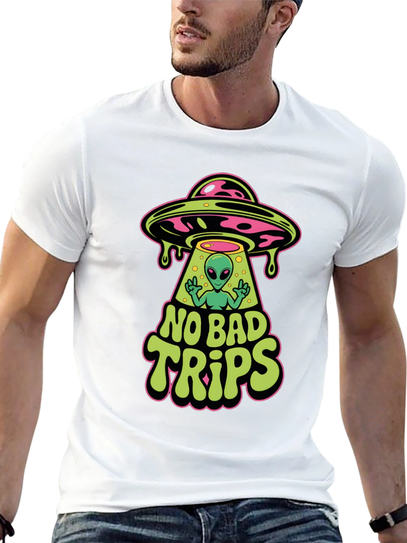 No Bad Trips Alien Graphic T-Shirt