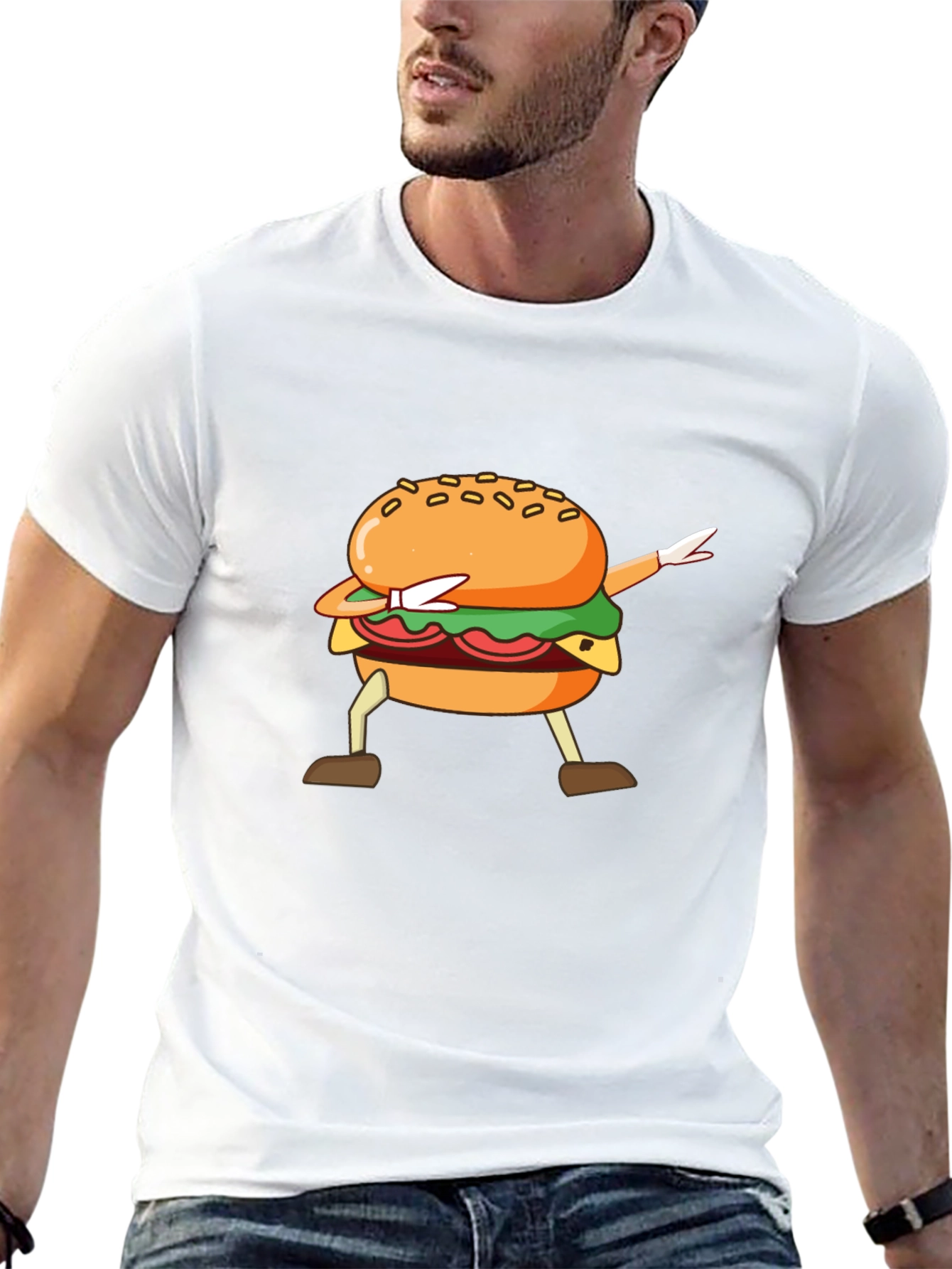 Dabbing Burger Black T-Shirt - Unique Design