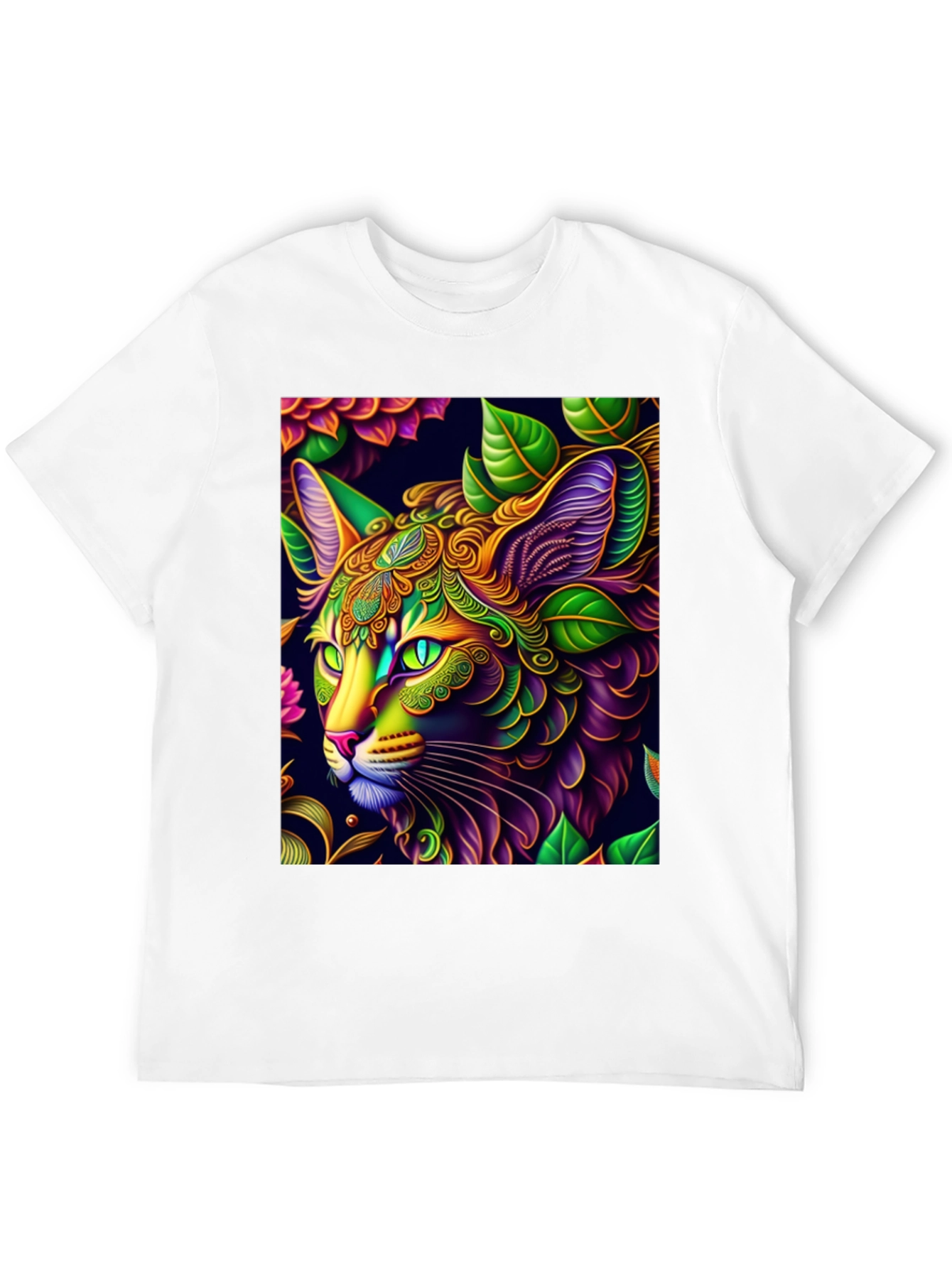 Psychedelic Cat Graphic Tee - Unique Art T-Shirt