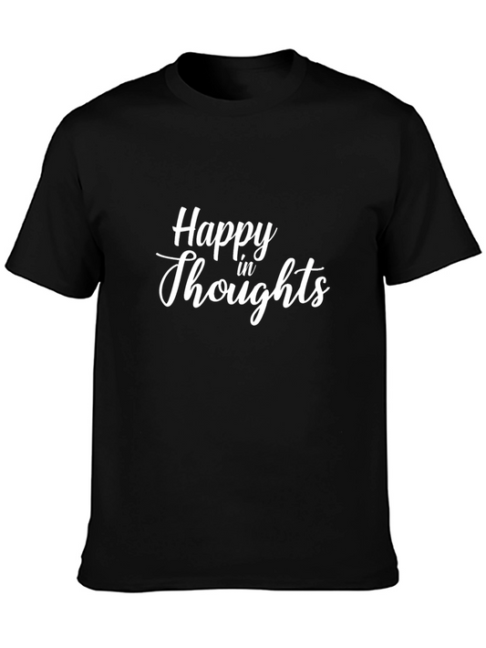 Happy Thoughts Graphic Print Mens Black T-Shirt