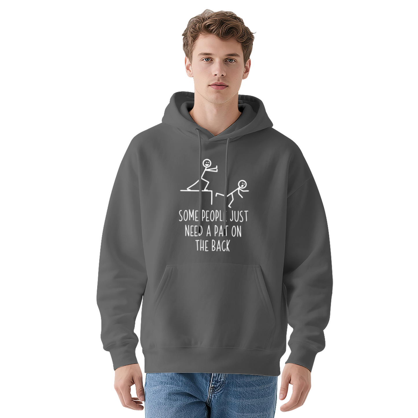 Some People Need A Pat On The Back Funny Stick Figure Hoodie, Men Relax Comfort Sweatshirt