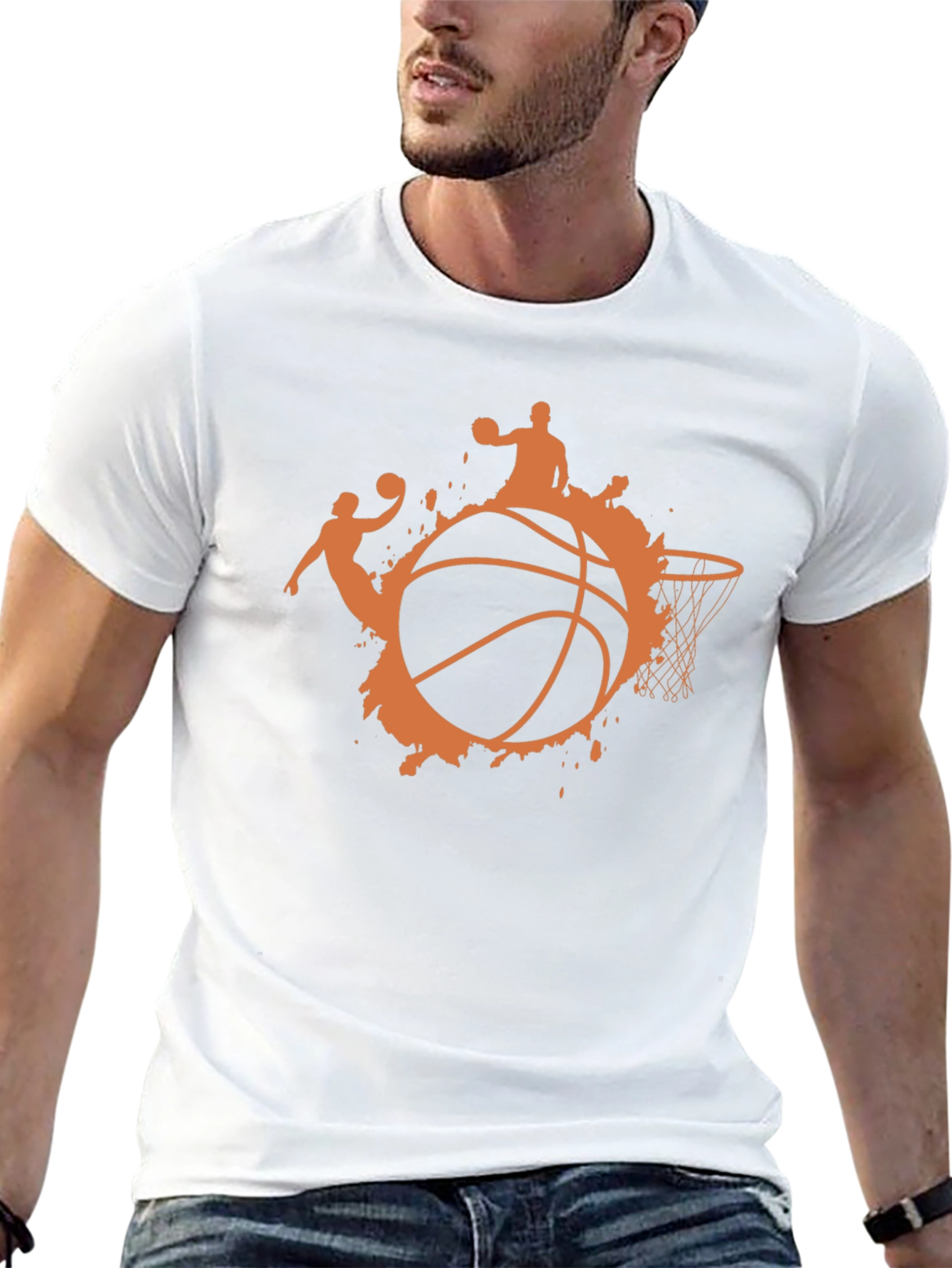 Basketball Graphic Tee - Black Cotton T-Shirt