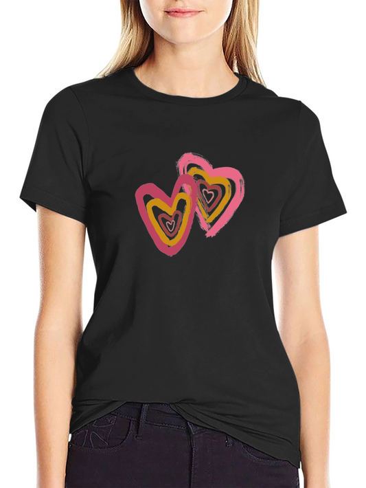 Black T-Shirt with Heart Graphic