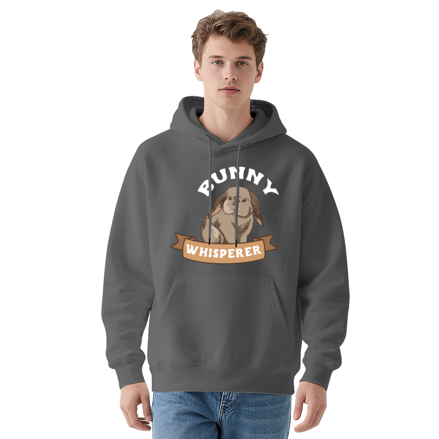 Cute Bunny Whisperer Animal Print Navy Hoodie, Unisex Soft Relax Comfort Hoodie