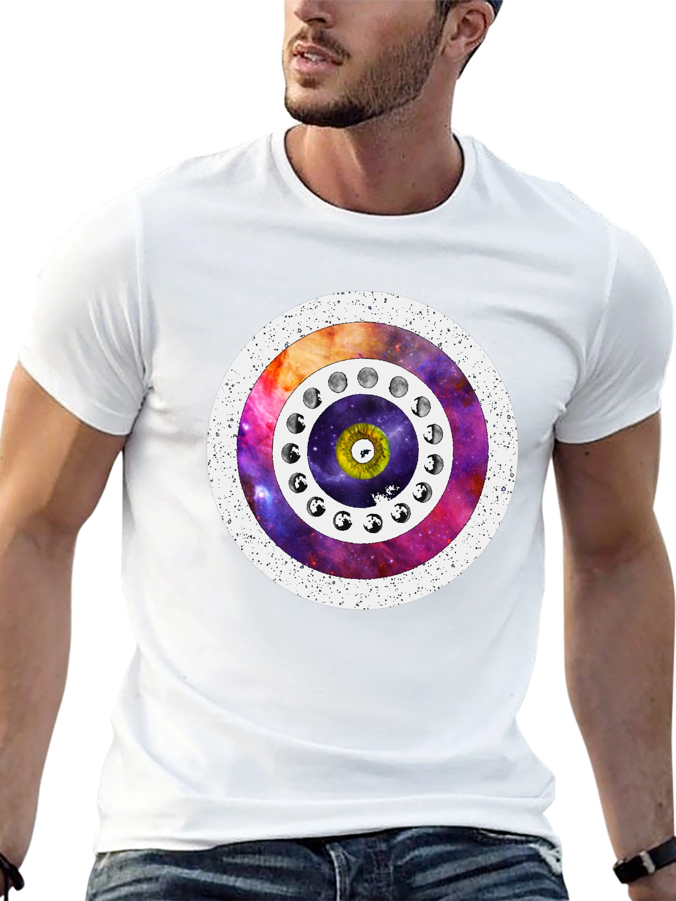 Cosmic Eye Moon Phase T-Shirt - Unique Design