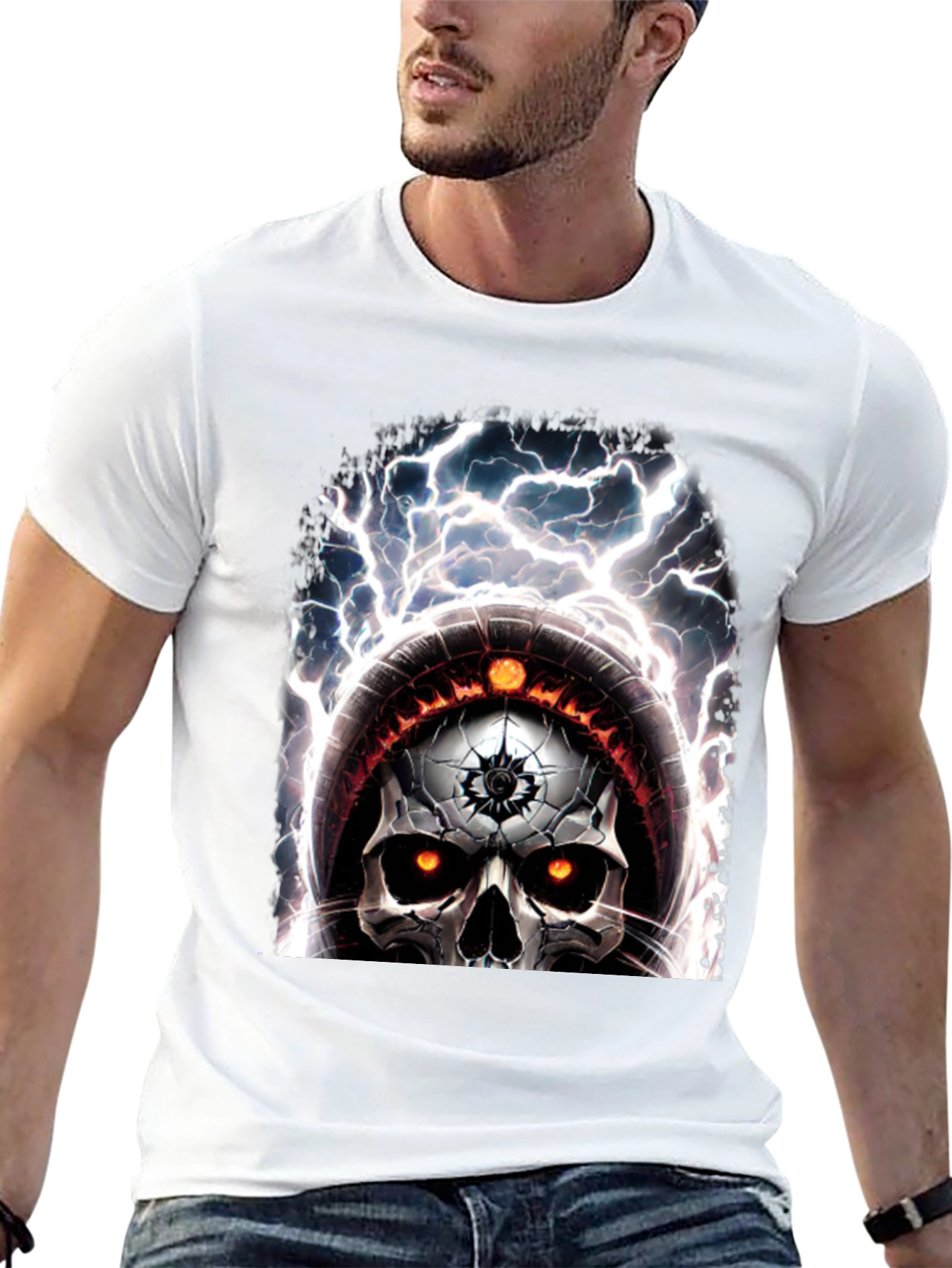 Skull Graphic Tee - Lightning Design