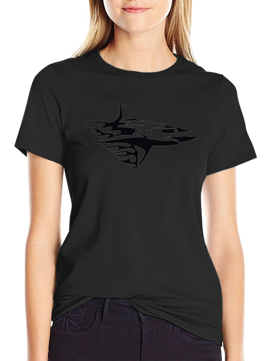 Mens Black Graphic T-Shirt - Shark Design