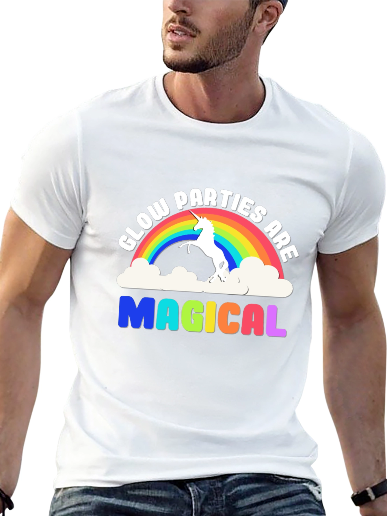Magical Glow Party Rainbow Unicorn T-Shirt