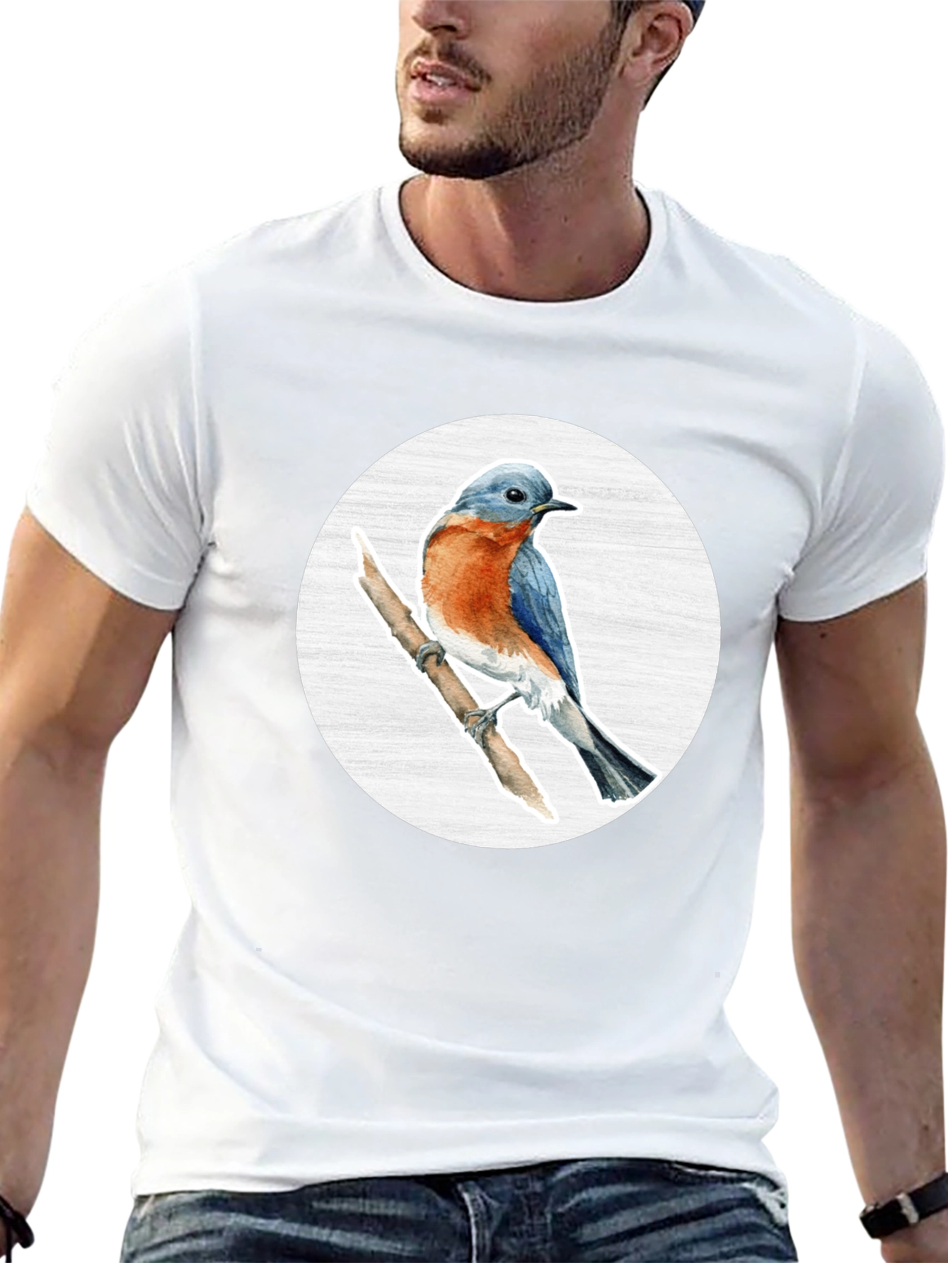 Bluebird Branch Graphic Tee - Stylish Bird Lover T-Shirt