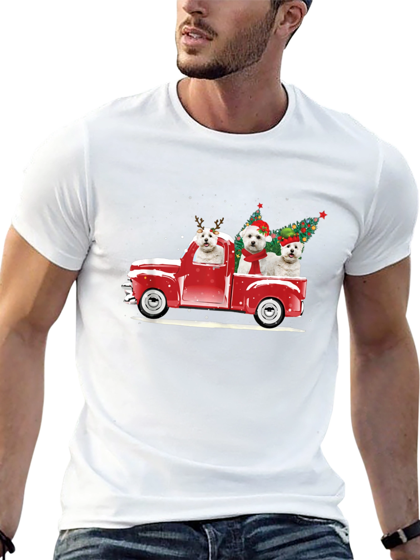Christmas Dog Truck T-Shirt - Holiday Tee