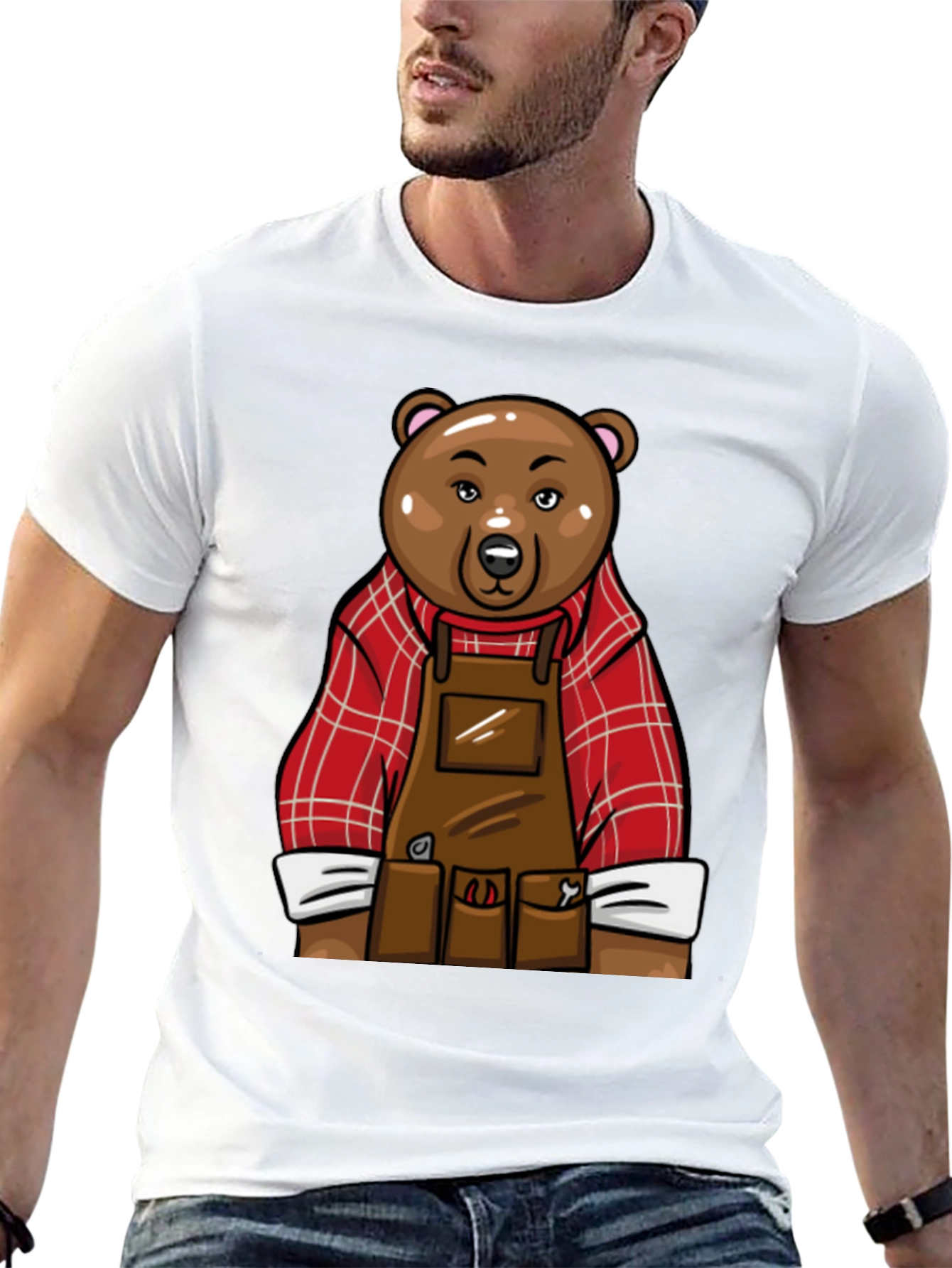 Lumberjack Bear Graphic Tee - Black Cotton T-Shirt