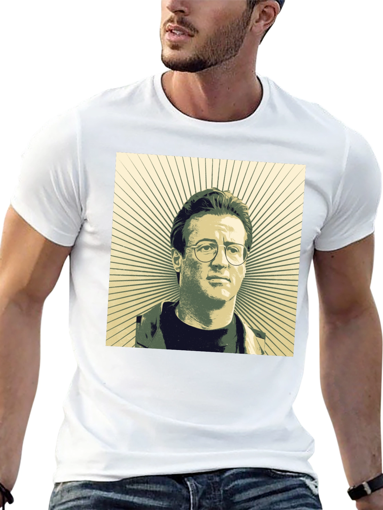 Retro Portrait Graphic Tee - Black Cotton Shirt