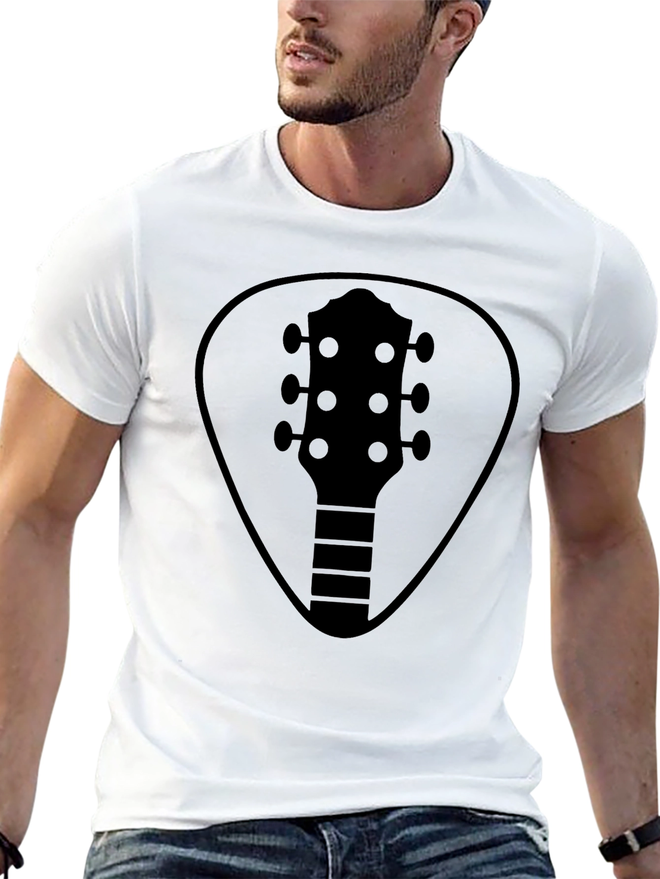 Guitar Pick Headstock Tee - Black