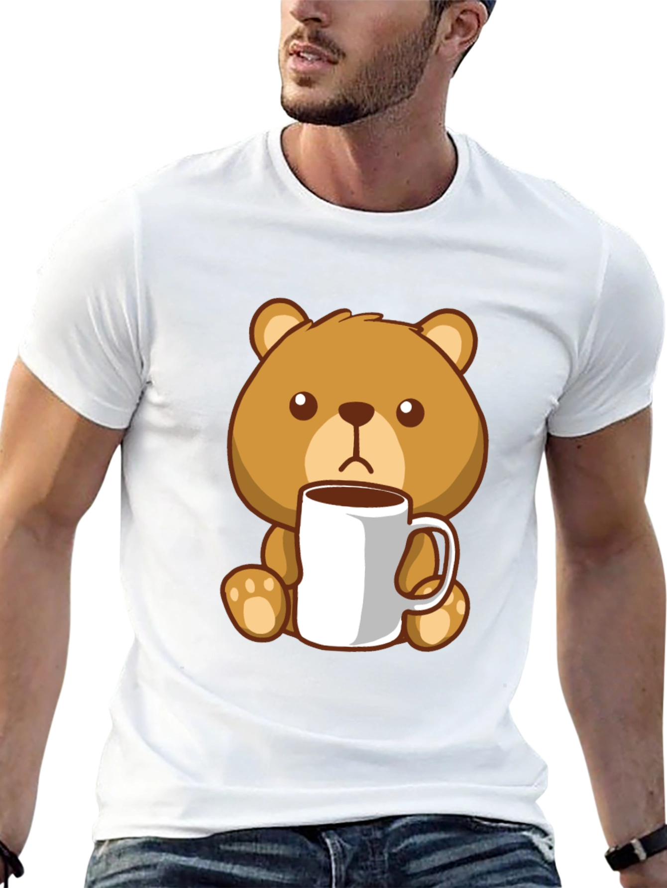 Cute Bear Coffee Lover Black T-Shirt