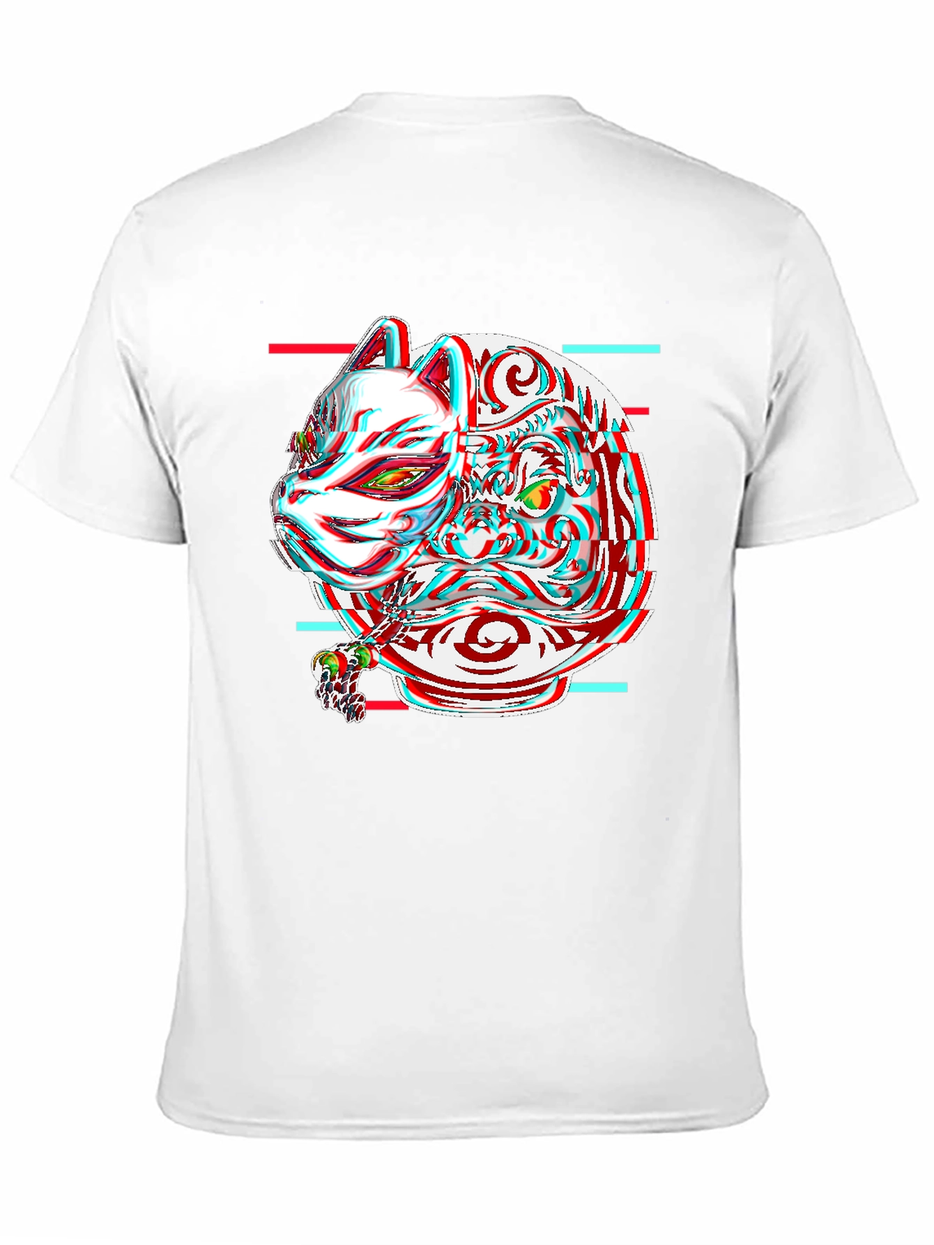 Glitch Fox Mask Graphic Tee - Unique Streetwear Style
