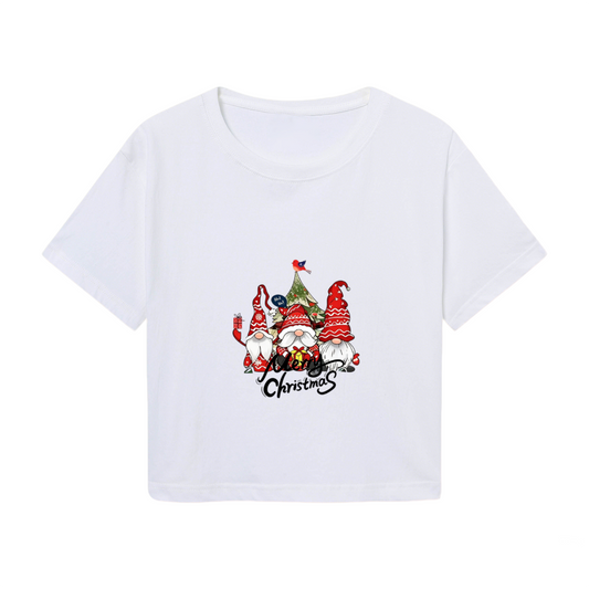 Adorable Three Gnomes Merry X?mas Women Crop Top