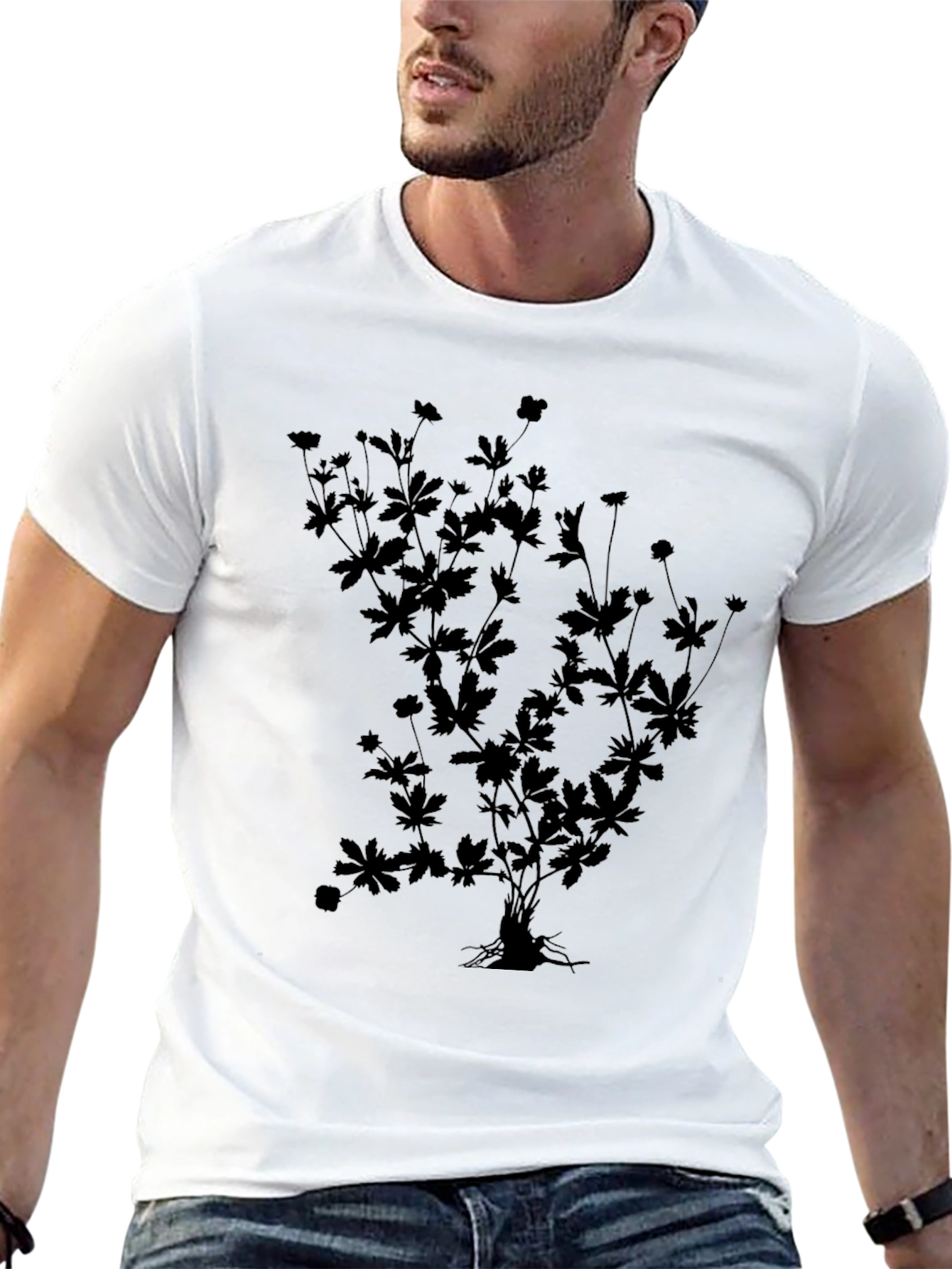 Botanical Silhouette Black T-Shirt