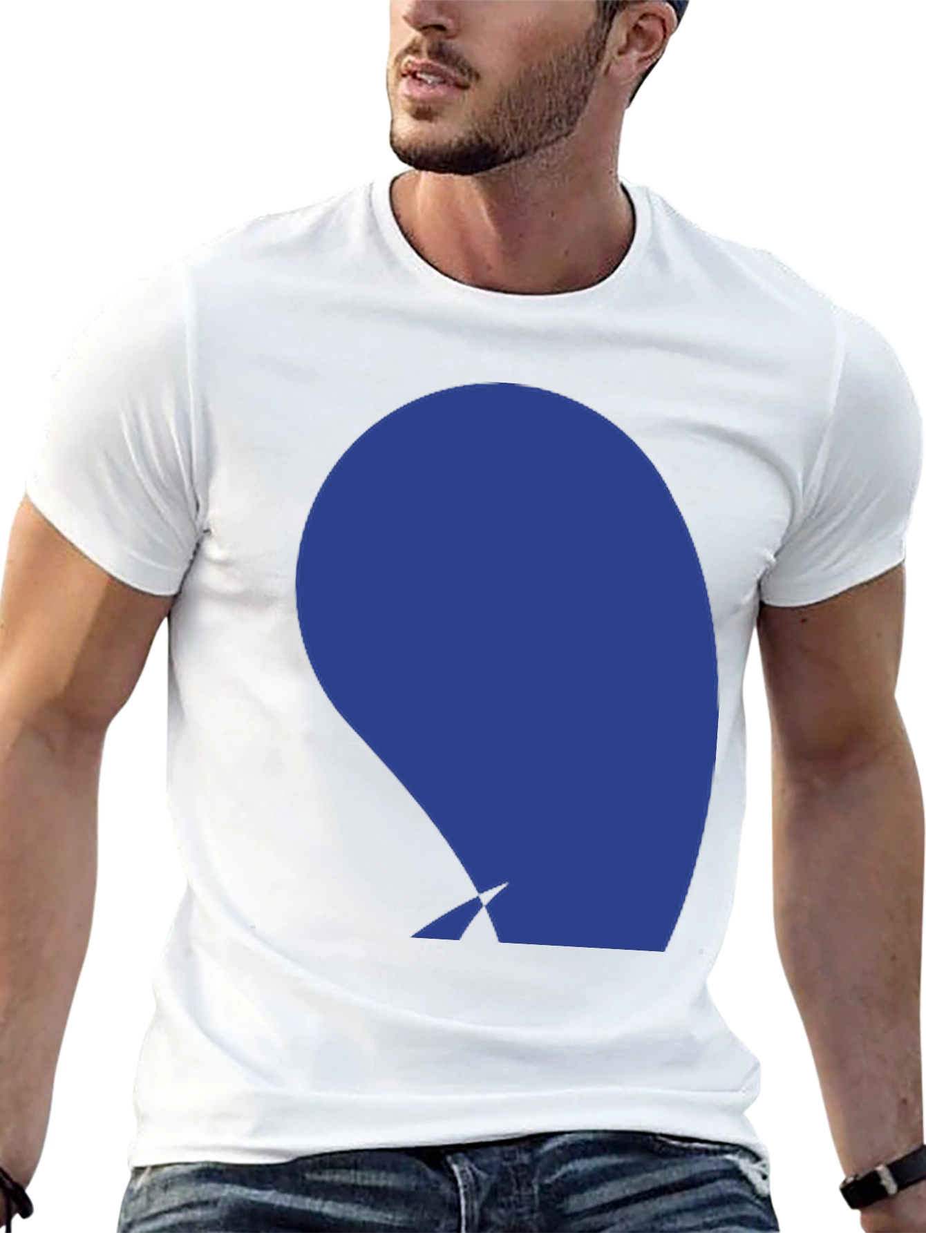 Abstract Blue Graphic Print Black T-Shirt