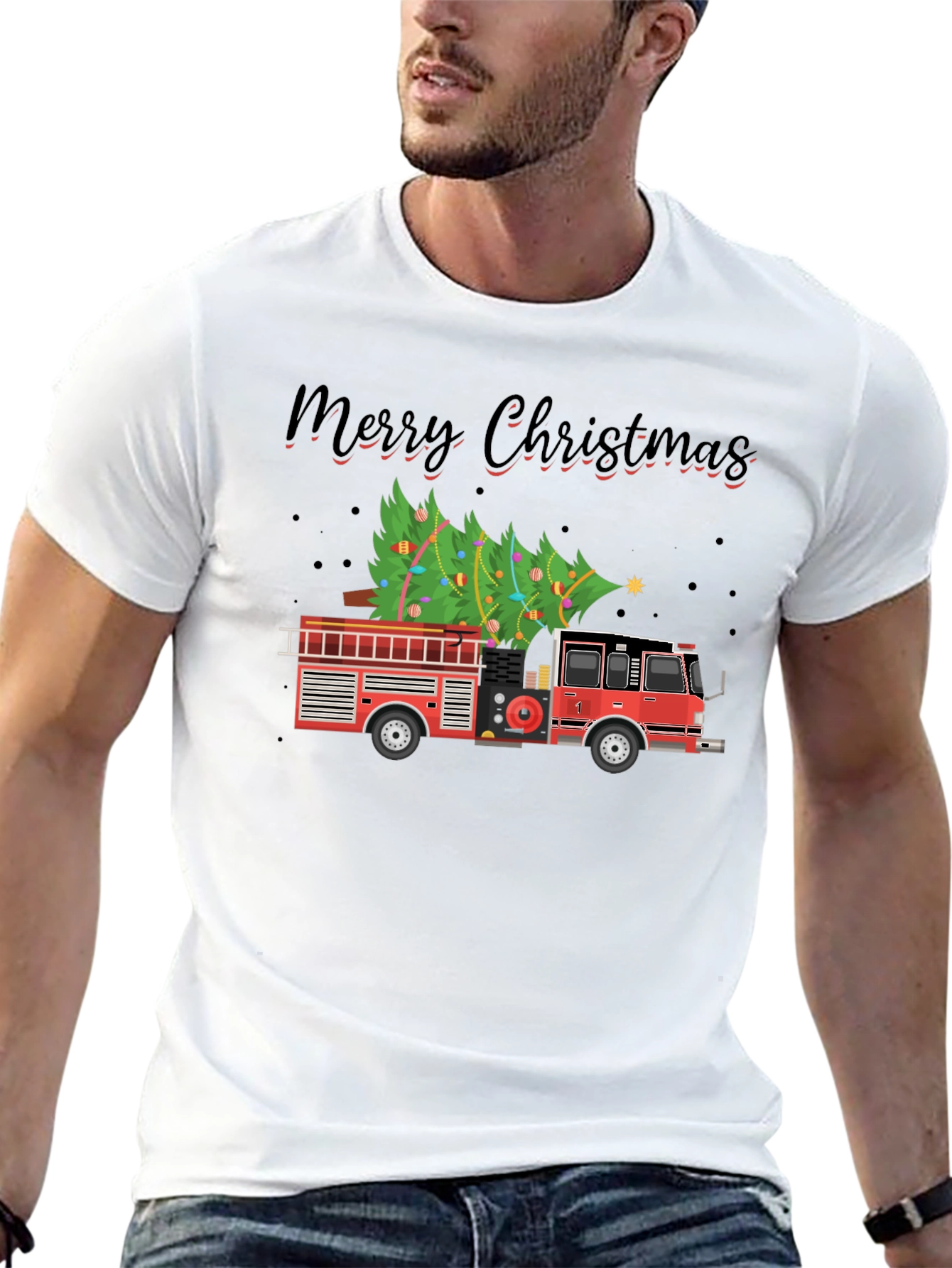 Firetruck Christmas Tree T-Shirt