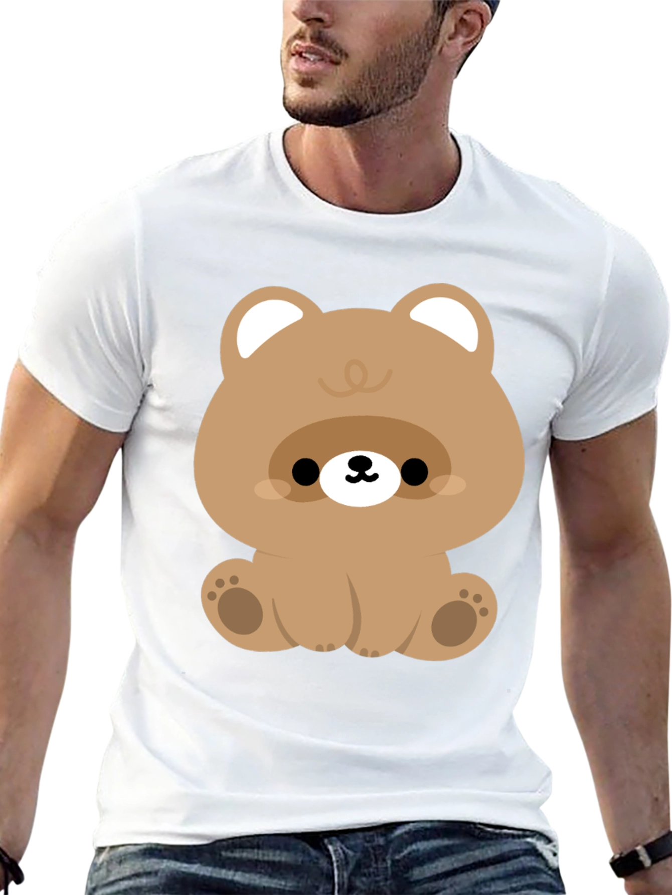 Cute Bear Graphic Black T-Shirt