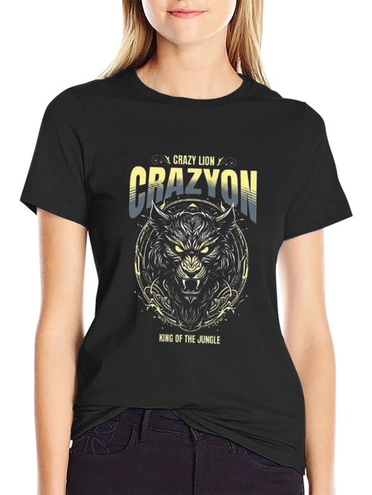 Crazy Lion Graphic Tee - King of the Jungle T-Shirt