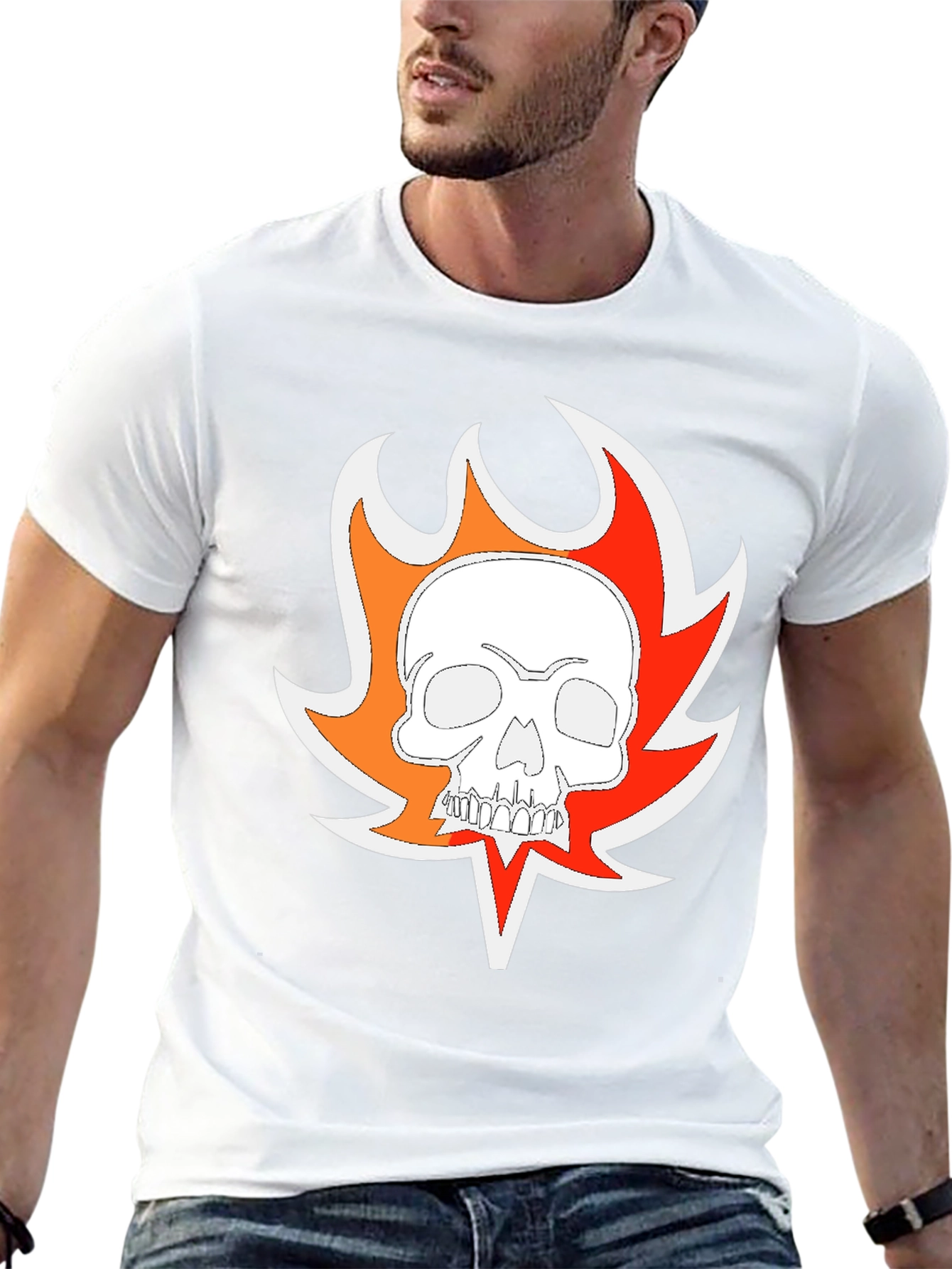 Fiery Skull Graphic T-Shirt - Mens Black Tee