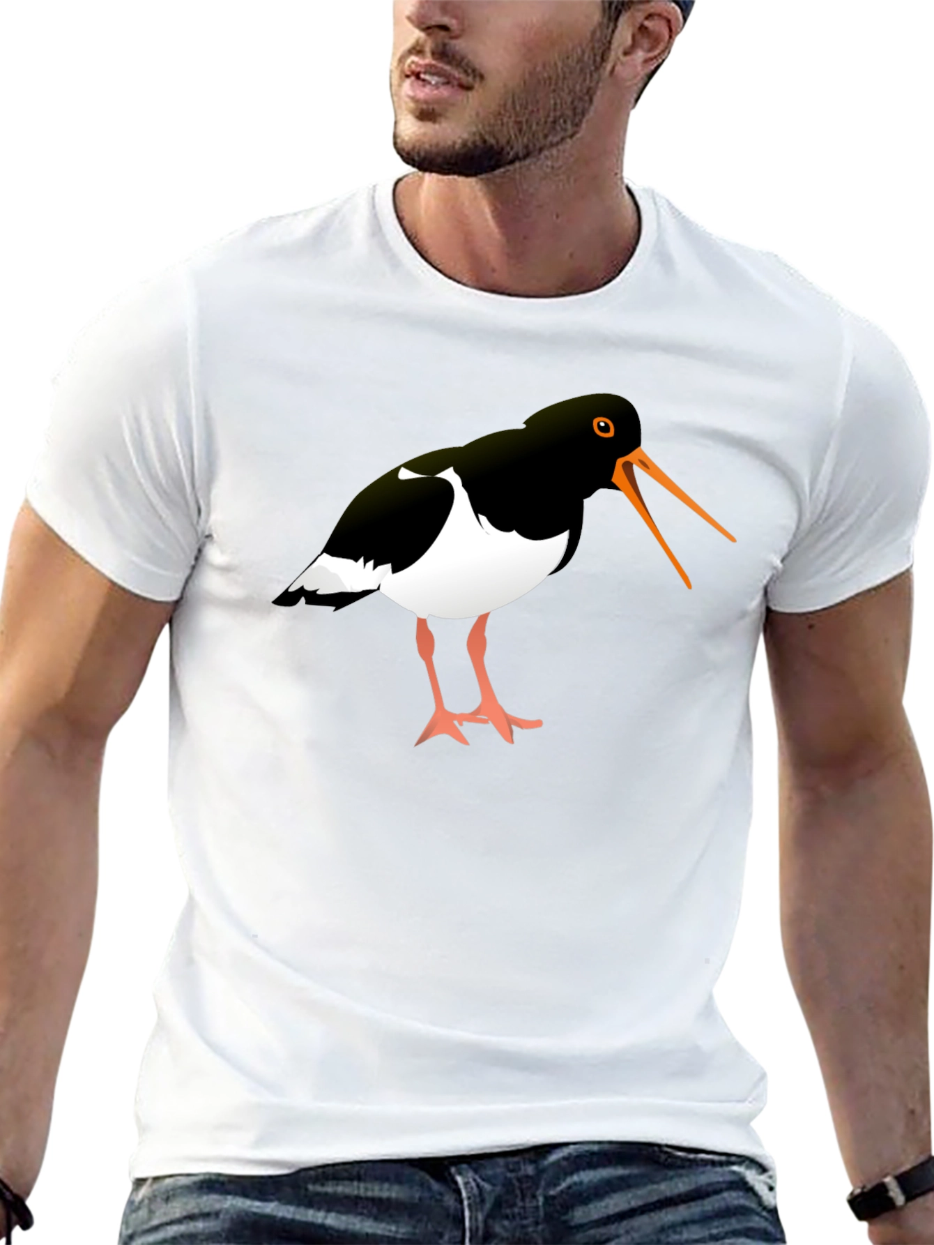 Oystercatcher Bird Black Graphic Tee Shirt