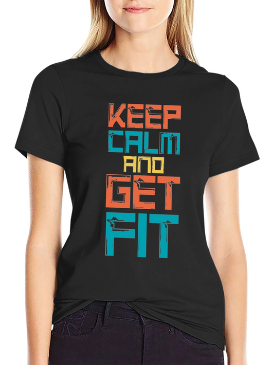 Keep Calm & Get Fit Graphic Tee - Mens Black T-Shirt