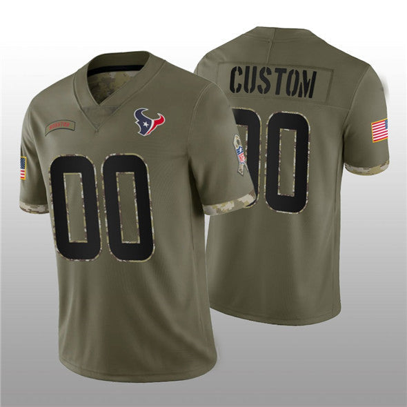 Custom1 Houston Texans ACTIVE PLAYER 2022 Olive Salute To Service Limited Stitched Jerseys American Football Jerseys