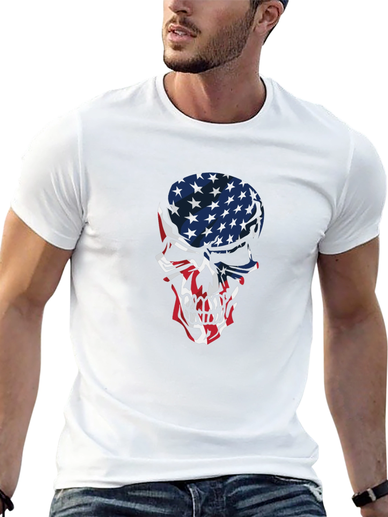 American Flag Skull Graphic T-Shirt
