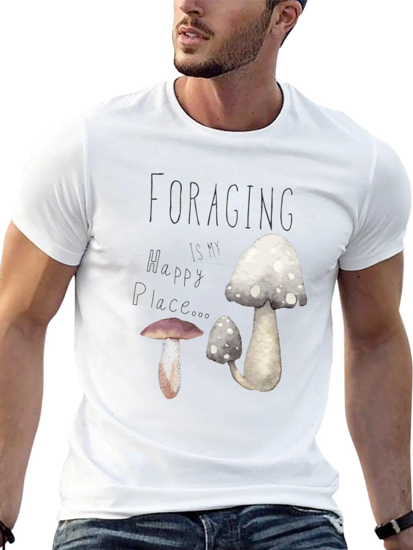 Foraging Is My Happy Place Mushroom Graphic Tee