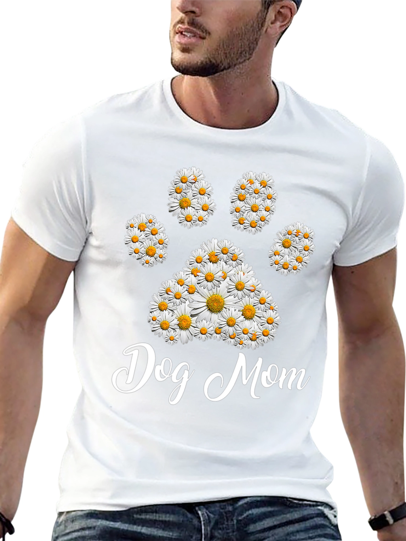 Dog Mom Daisy Paw Print T-Shirt