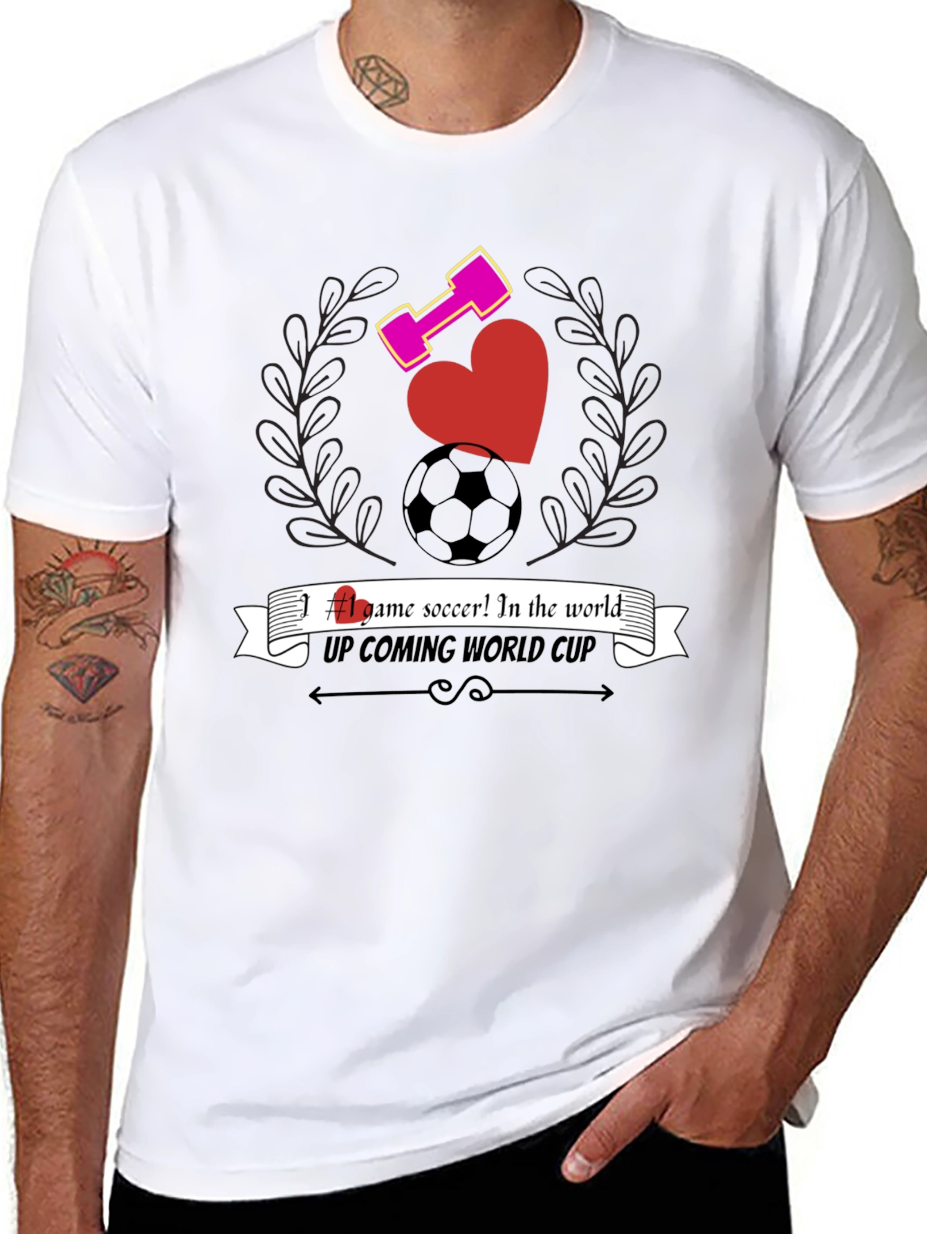 Mens Black Graphic T-Shirt - Soccer & Fitness Design