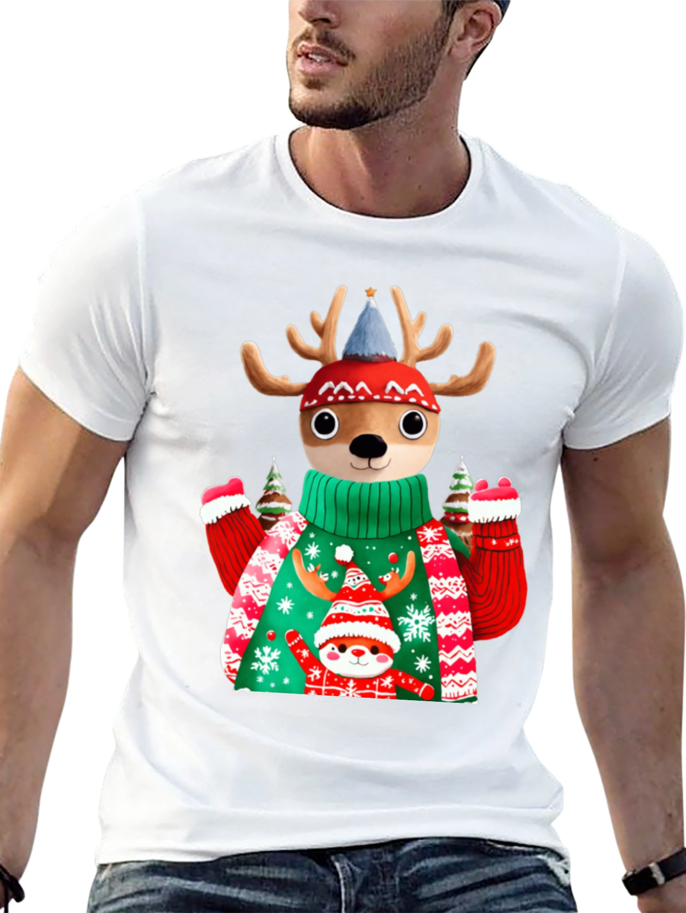 Festive Deer Christmas T-Shirt