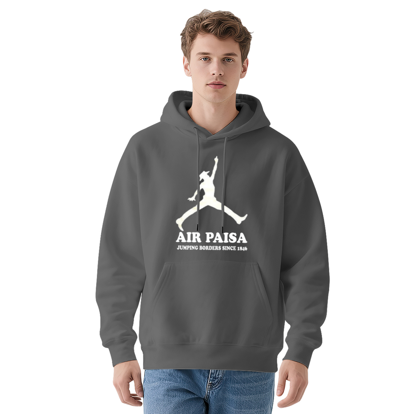 Air Paisa Funny Border Jump Man Navy Hoodie, Soft Men Streetwear Sweatshirt