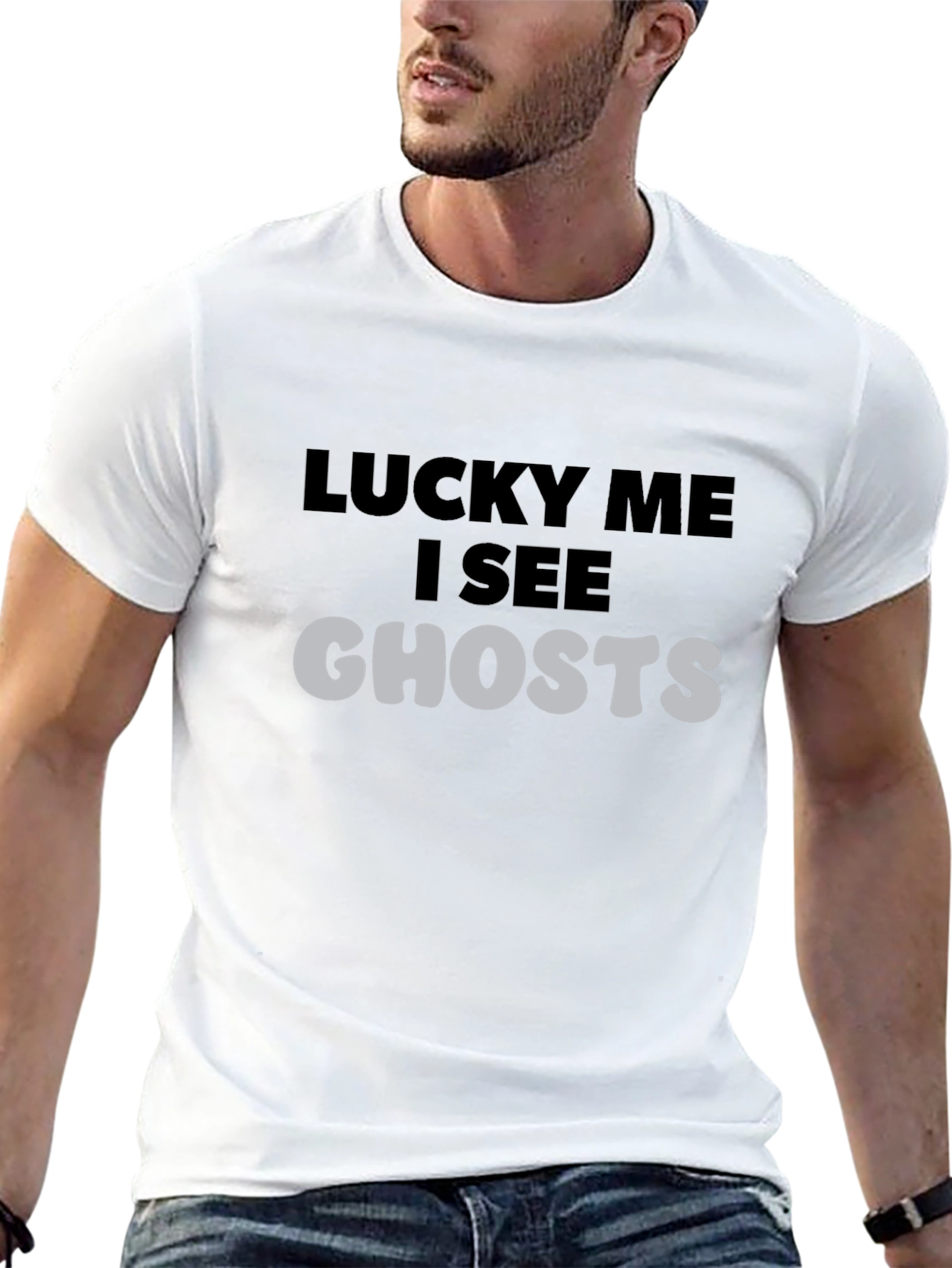 Lucky Me I See Ghosts Black Graphic Tee