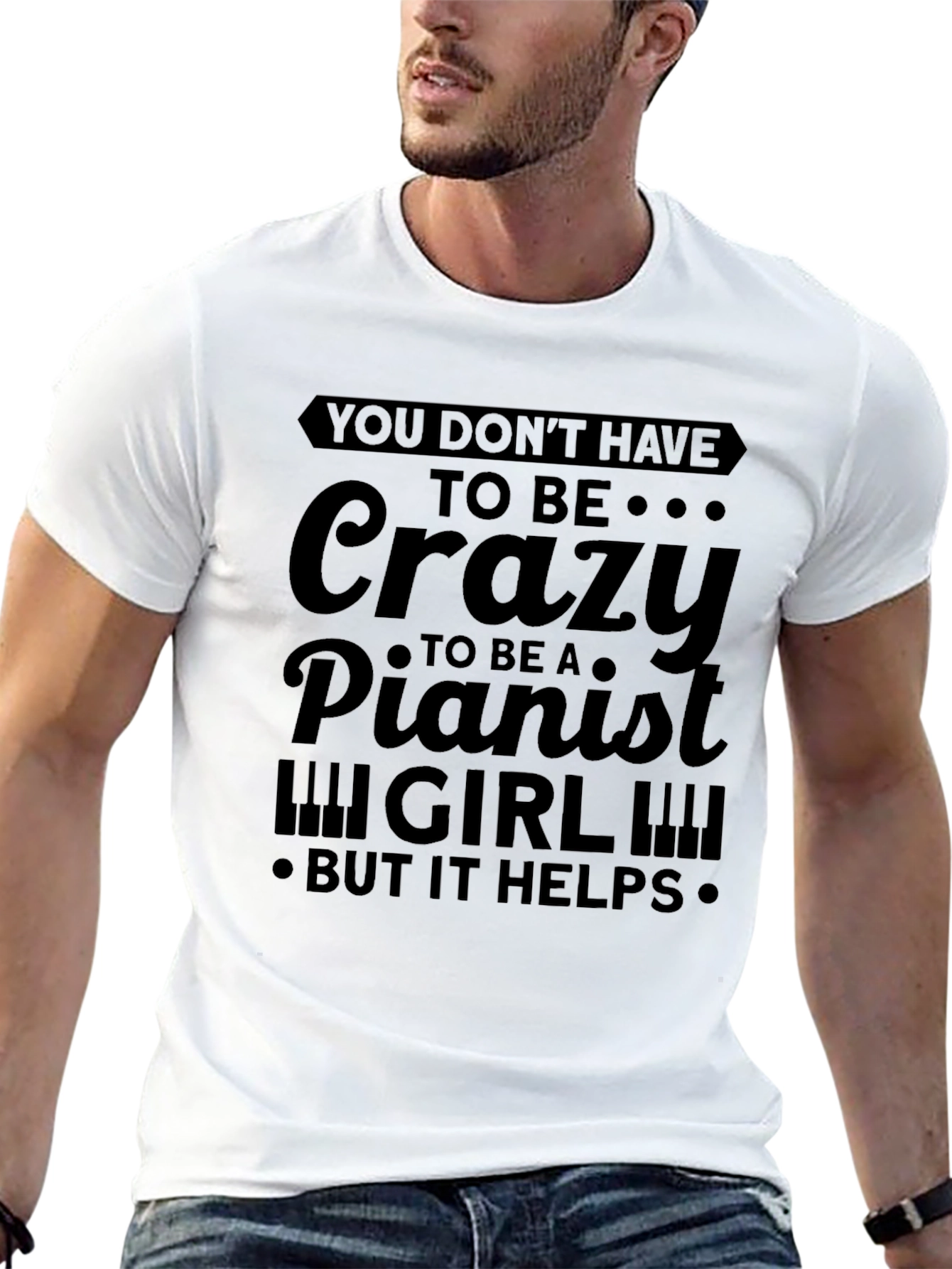 Crazy Pianist Girl T-Shirt - Novelty Music Tee