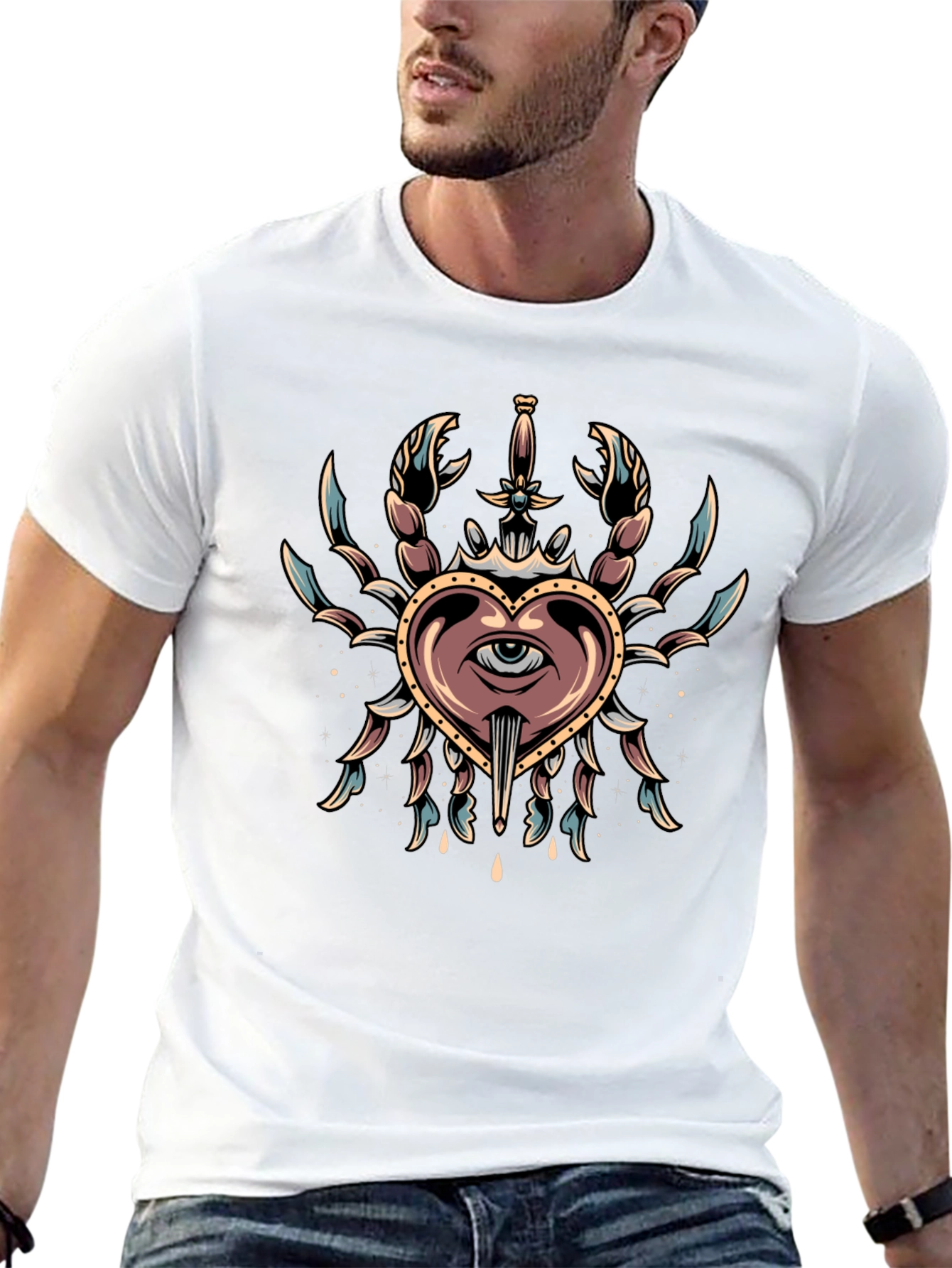 Heart Eye Crab Tattoo T-Shirt