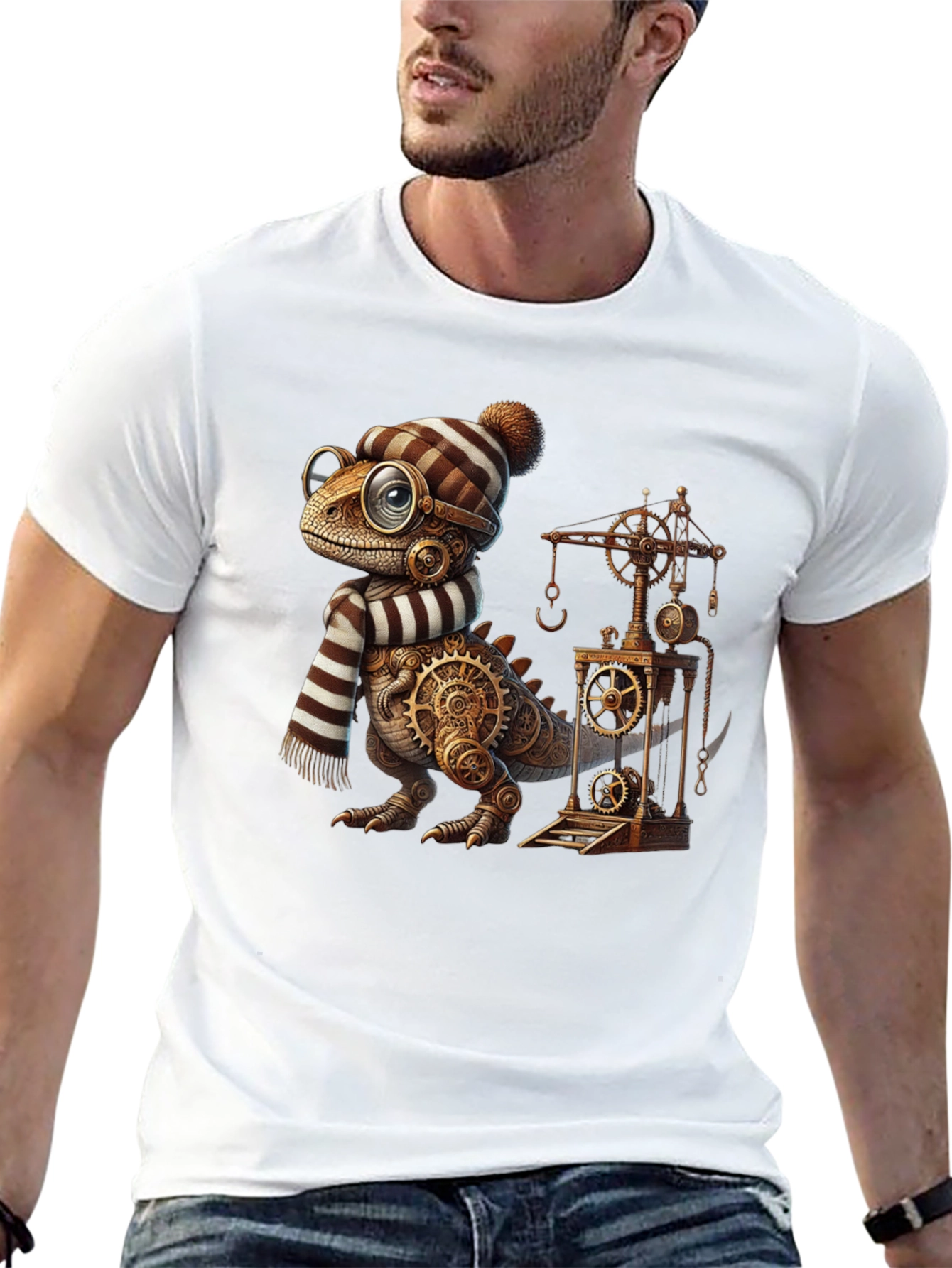Steampunk Dino T-Shirt - Gear Up Your Style!