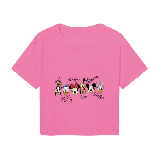 Disney Classic Characters Signature Festive Pink Crop Tee