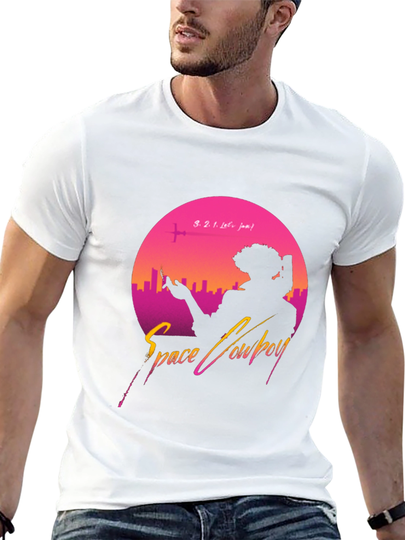 Space Cowboy Graphic Tee - Retro Anime Style