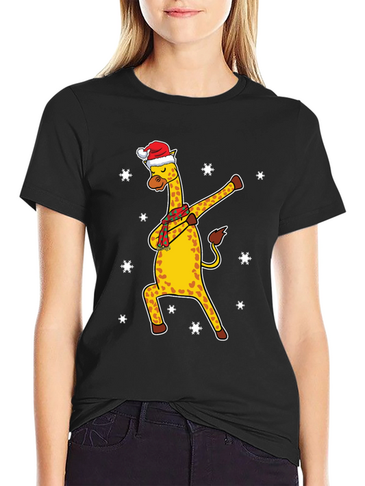Christmas Giraffe Dabbing T-Shirt