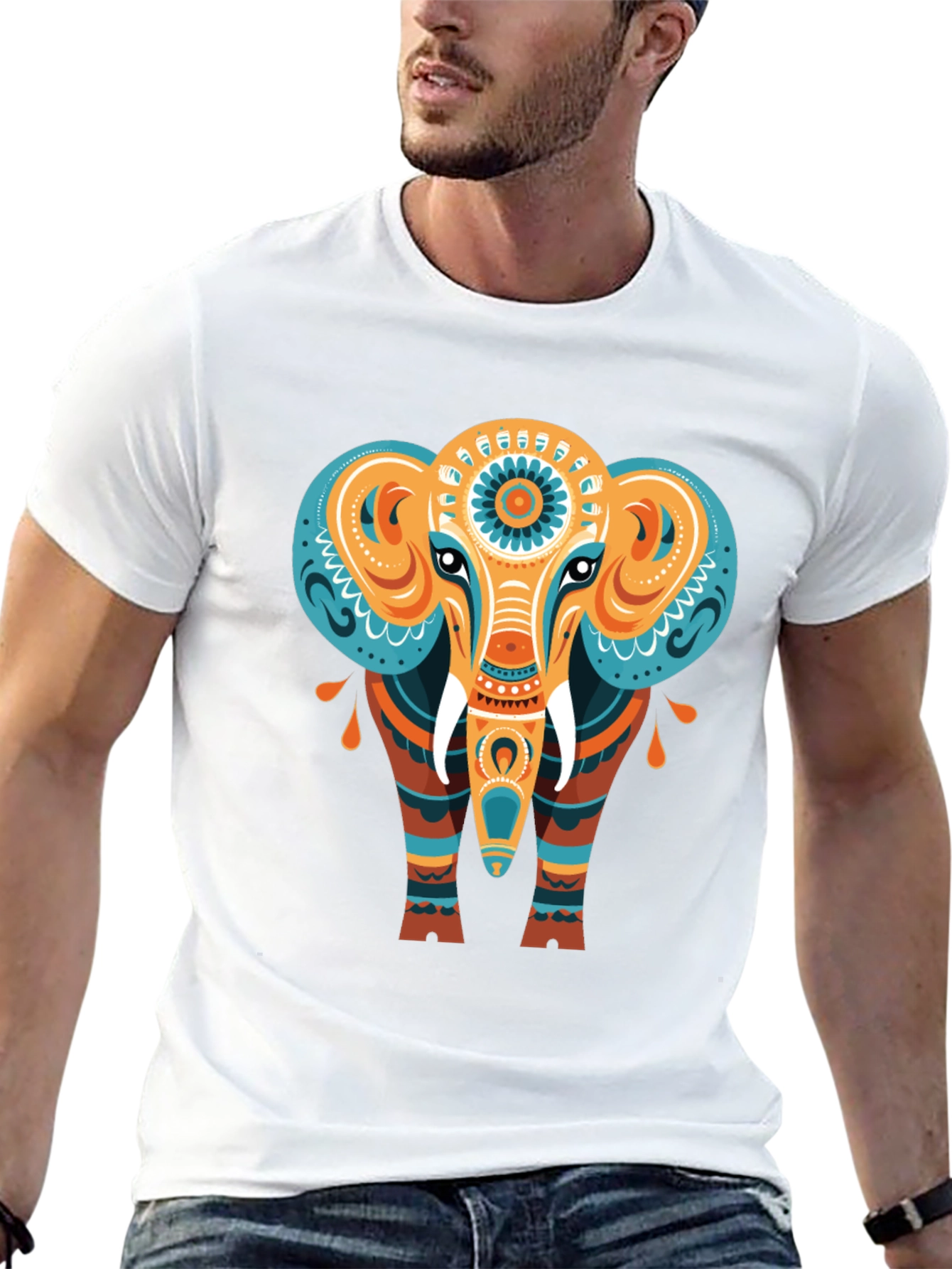 Elephant Graphic Tee - Unique Tribal Design
