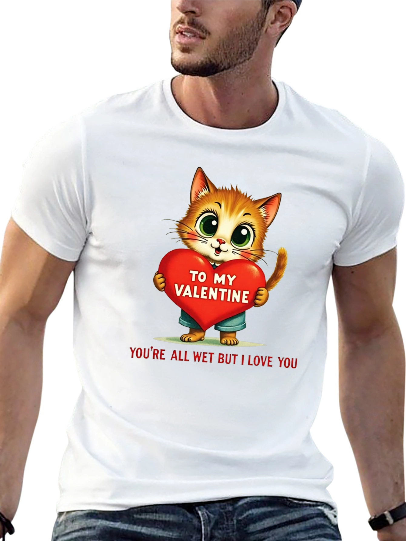 Cute Valentine Cat Graphic Tee