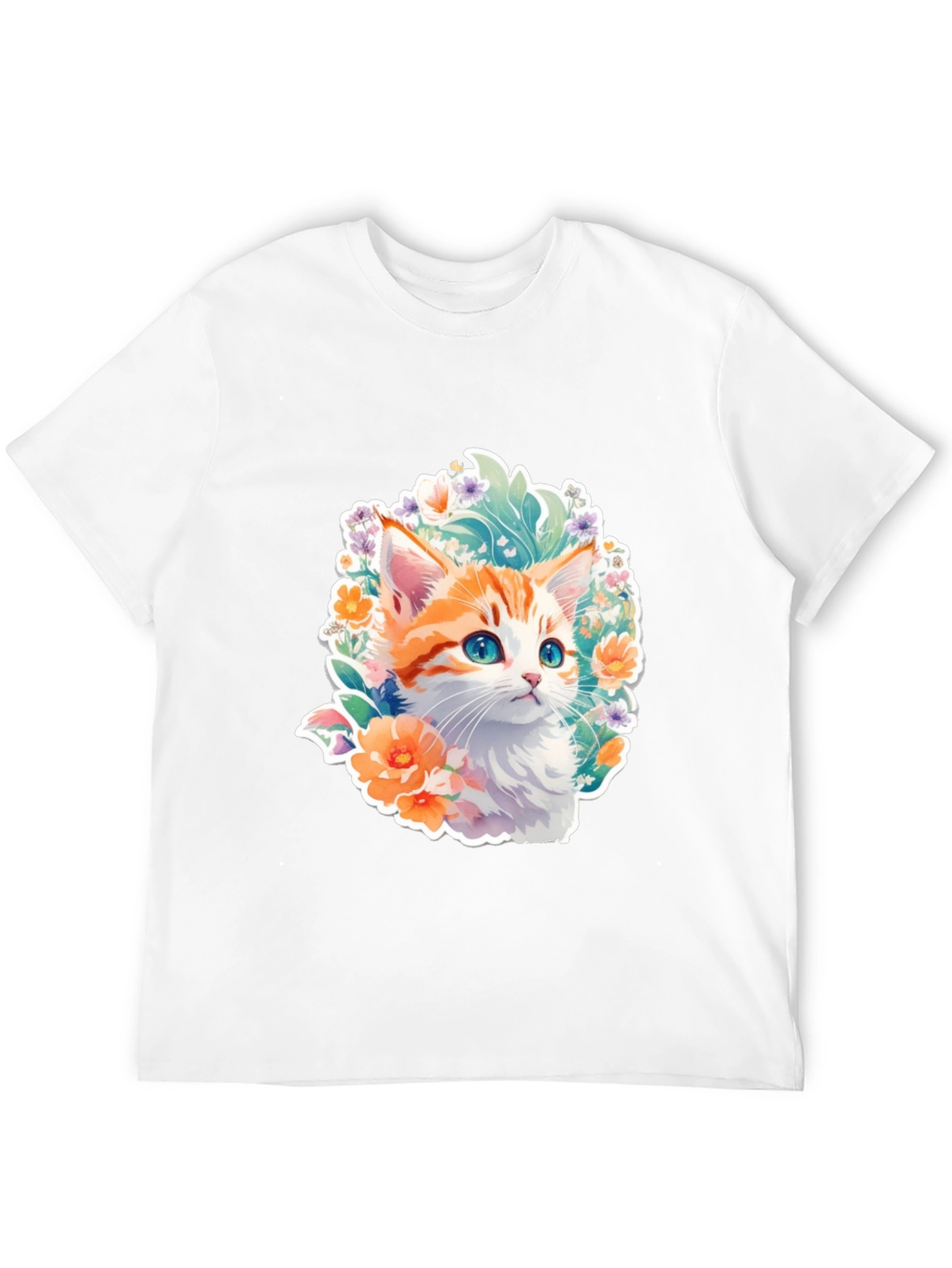 Floral Kitten Graphic Tee - Cute Cat T-Shirt