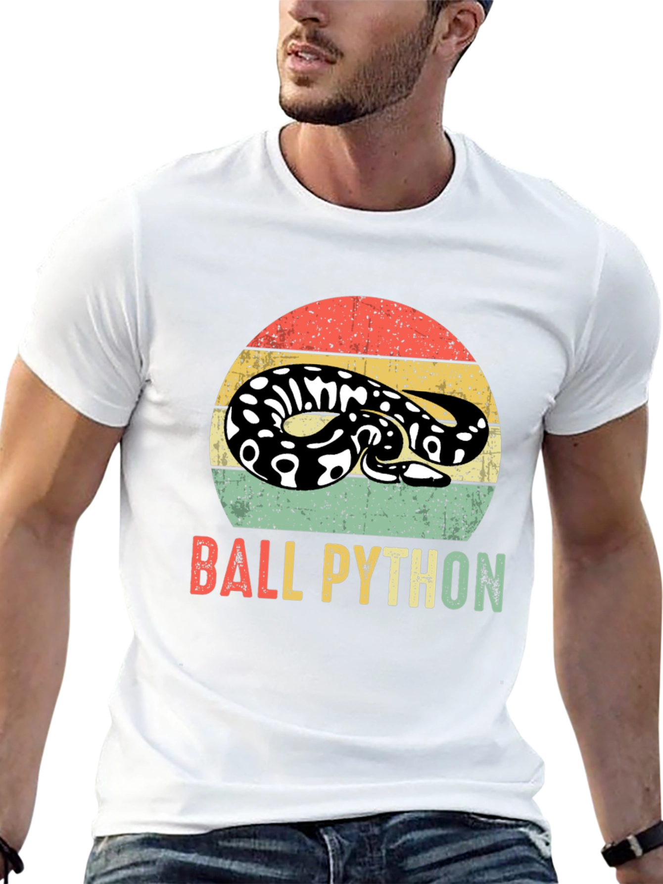 Retro Ball Python Graphic T-Shirt - Reptile Lover Tee