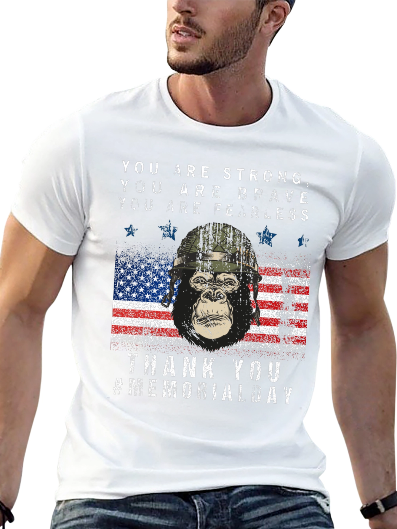 Memorial Day Gorilla USA Flag T-Shirt