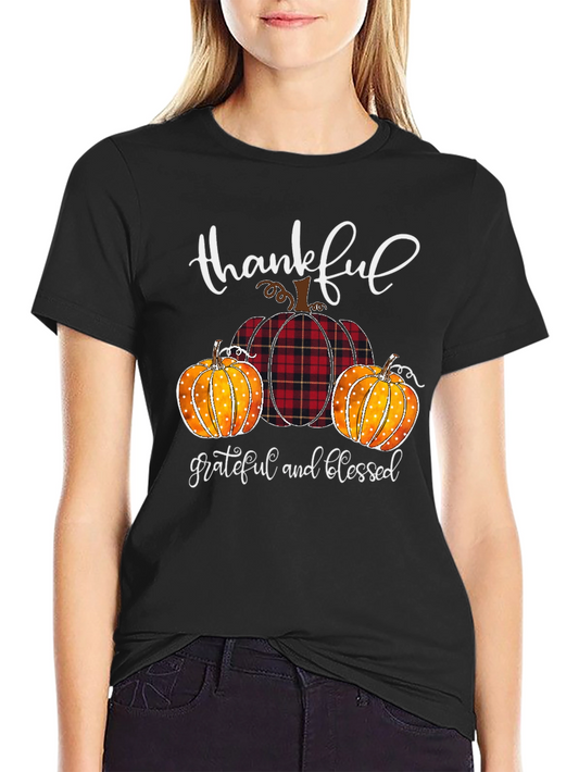 Thankful Grateful Blessed Pumpkin T-Shirt