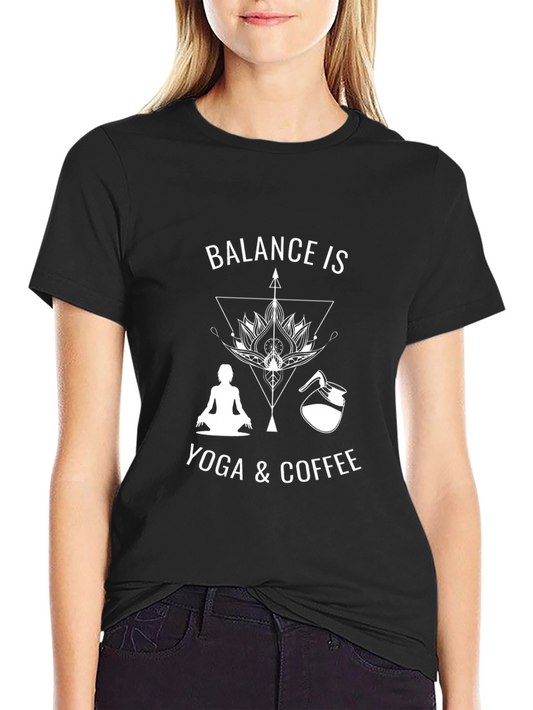Balance is Yoga & Coffee Black Graphic T-Shirt