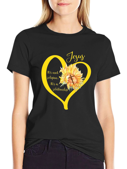 Faith-Based Sunflower Heart Graphic Tee